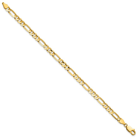 14K Yellow Gold 4.5 mm Figaro Chain Anklet, Polished