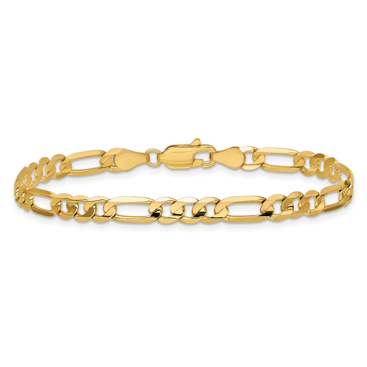 14K Yellow Gold 4.5 mm Figaro Chain Anklet, Polished alternate angle