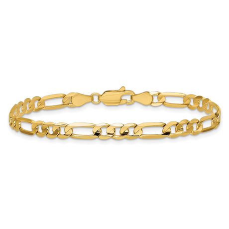 14K Yellow Gold 4.5 mm Figaro Chain Bracelet, Polished alternate angle