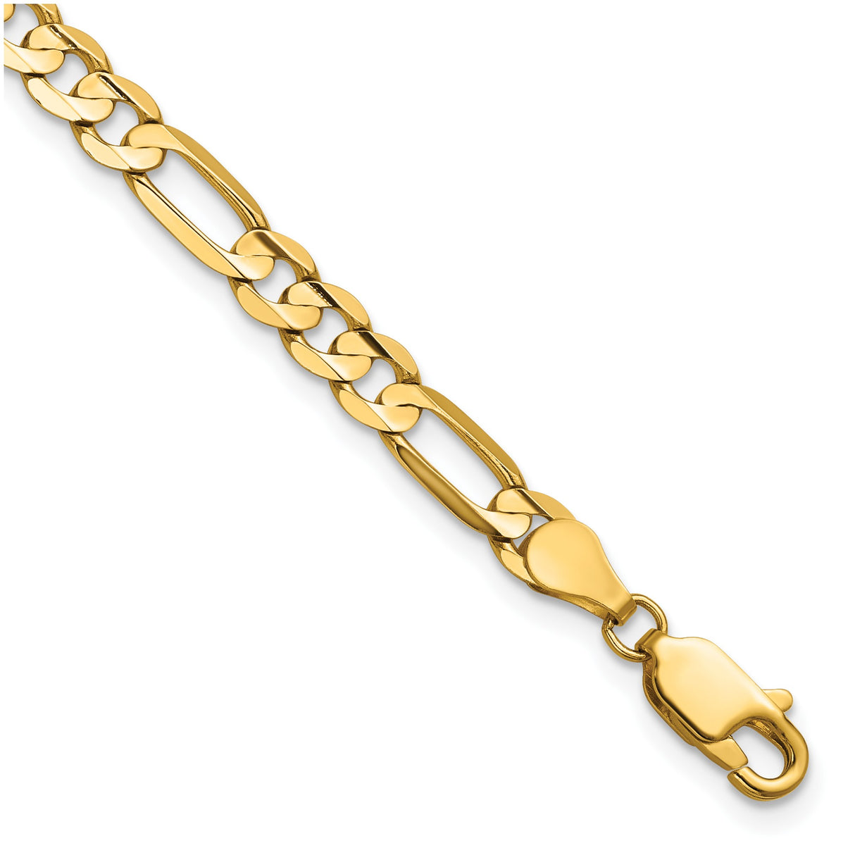 14K Yellow Gold 4.5 mm Figaro Chain Anklet, Polished detail view