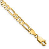 14K Yellow Gold 4.5 mm Figaro Chain Anklet, Polished detail view