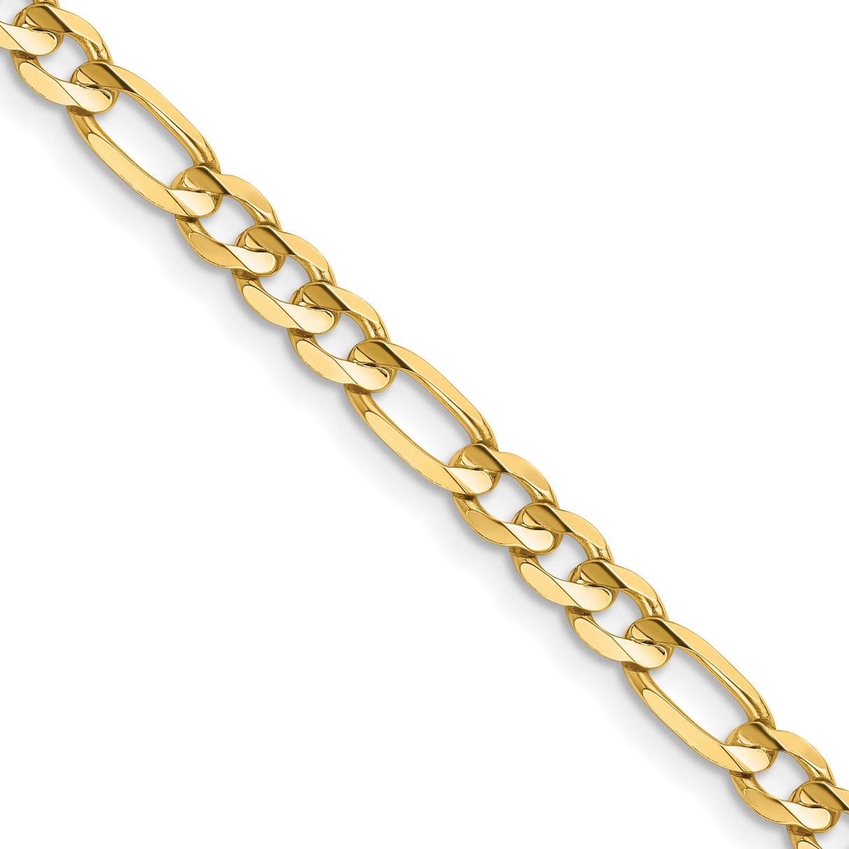 14K Yellow Gold 4.5 mm Figaro Chain Necklace, Polished detail view
