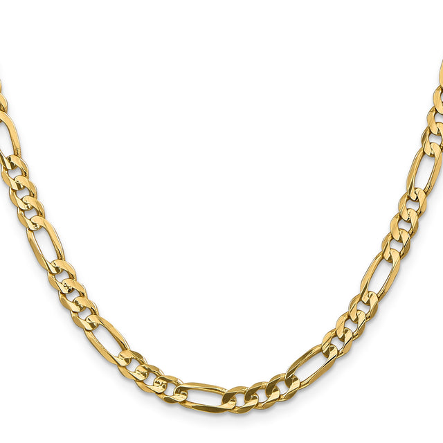 14K Yellow Gold 5.5 mm Figaro Chain Necklace, Polished
