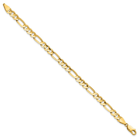 14K Yellow Gold 5.5 mm Figaro Chain Anklet, Polished