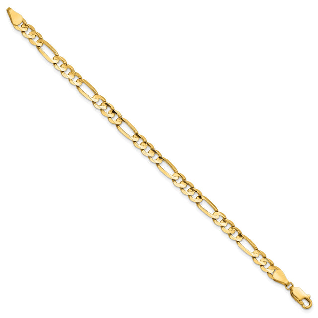 14K Yellow Gold 5.5 mm Figaro Chain Anklet, Polished