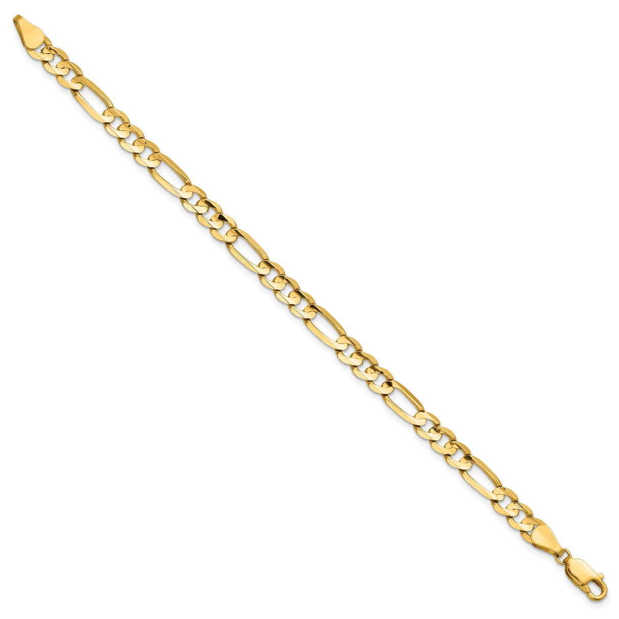 14K Yellow Gold 5.5 mm Figaro Chain Bracelet, Polished