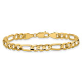 14K Yellow Gold 5.5 mm Figaro Chain Anklet, Polished alternate angle