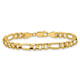 14K Yellow Gold 5.5 mm Figaro Chain Bracelet, Polished alternate angle