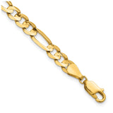 14K Yellow Gold 5.5 mm Figaro Chain Anklet, Polished detail view