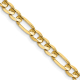 14K Yellow Gold 5.5 mm Figaro Chain Necklace, Polished detail view