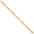 14K Yellow Gold 6 mm Figaro Chain Anklet, Polished