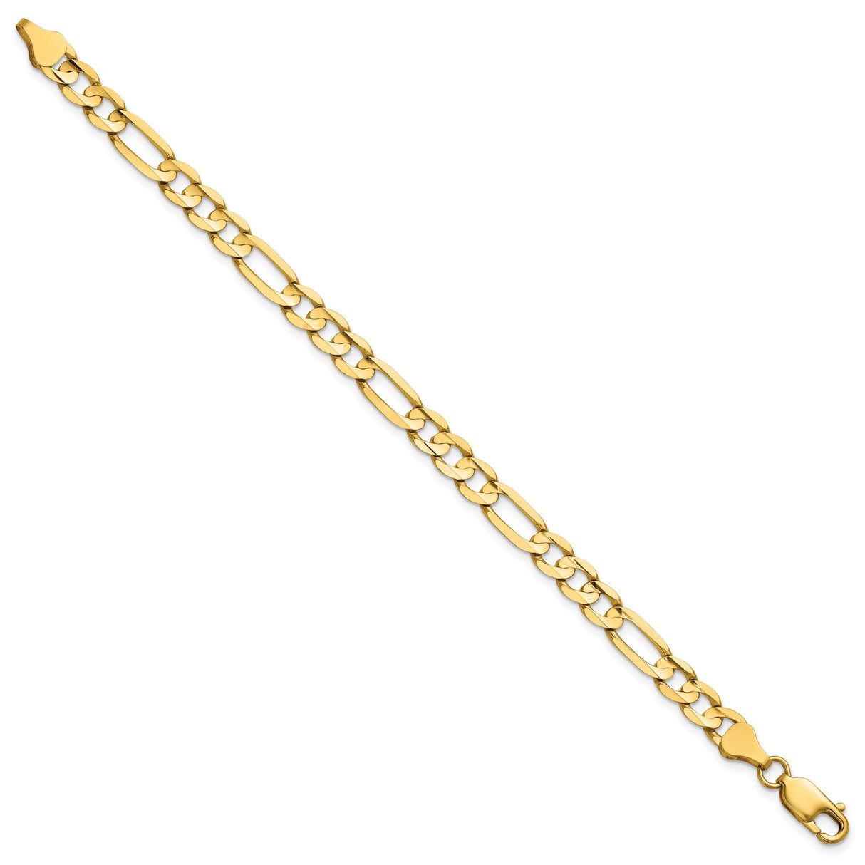 14K Yellow Gold 6 mm Figaro Chain Anklet, Polished