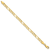 14K Yellow Gold 6 mm Figaro Chain Anklet, Polished