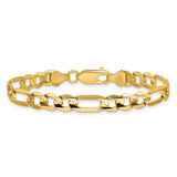 14K Yellow Gold 6 mm Figaro Chain Anklet, Polished alternate angle