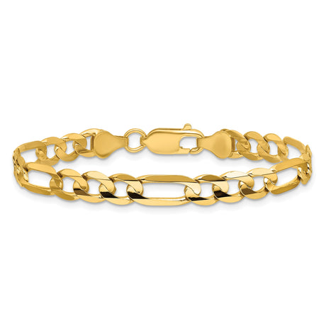 14K Yellow Gold 6 mm Figaro Chain Anklet, Polished alternate angle