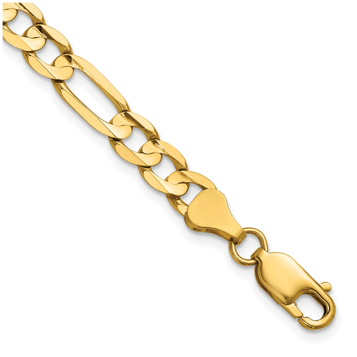 14K Yellow Gold 6 mm Figaro Chain Anklet, Polished detail view