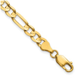 14K Yellow Gold 6 mm Figaro Chain Anklet, Polished detail view