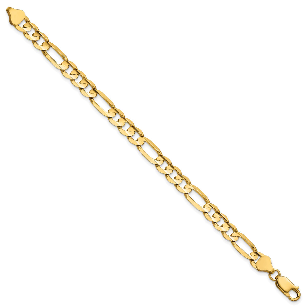 14K Yellow Gold 6.75 mm Figaro Chain Anklet, Polished