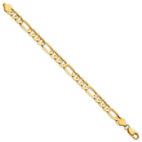 14K Yellow Gold 6.75 mm Figaro Chain Anklet, Polished