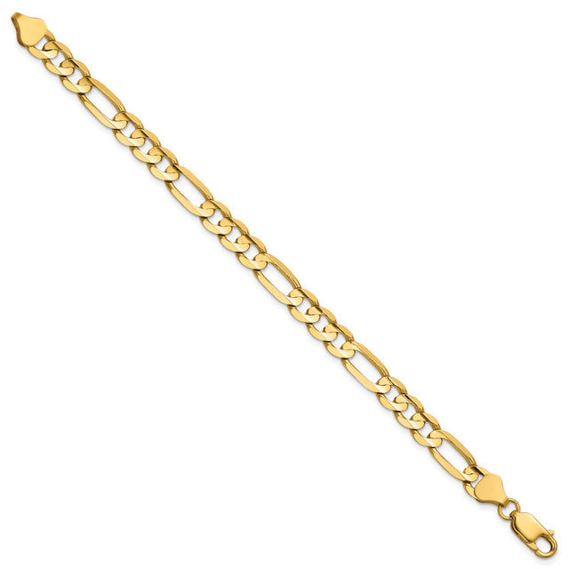 14K Yellow Gold 6.75 mm Figaro Chain Anklet, Polished