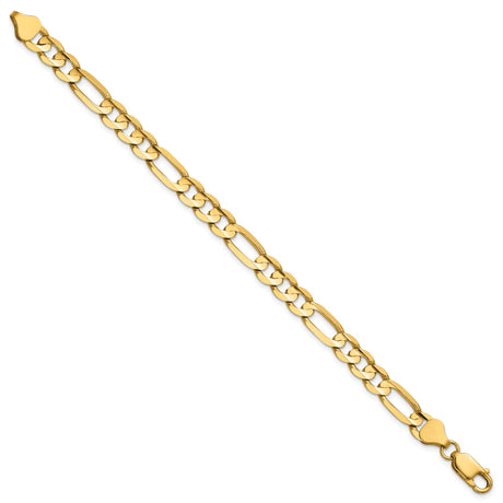 14K Yellow Gold 6.75 mm Figaro Chain Bracelet, Polished