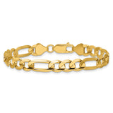 14K Yellow Gold 6.75 mm Figaro Chain Anklet, Polished alternate angle