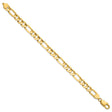 14K Yellow Gold 7.5 mm Figaro Chain Anklet, Polished