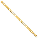 14K Yellow Gold 7.5 mm Figaro Chain Anklet, Polished