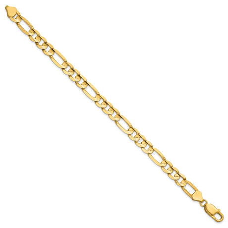 14K Yellow Gold 7.5 mm Figaro Chain Anklet, Polished