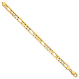 14K Yellow Gold 7.5 mm Figaro Chain Bracelet, Polished
