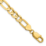 14K Yellow Gold 7.5 mm Figaro Chain Anklet, Polished shown for scale