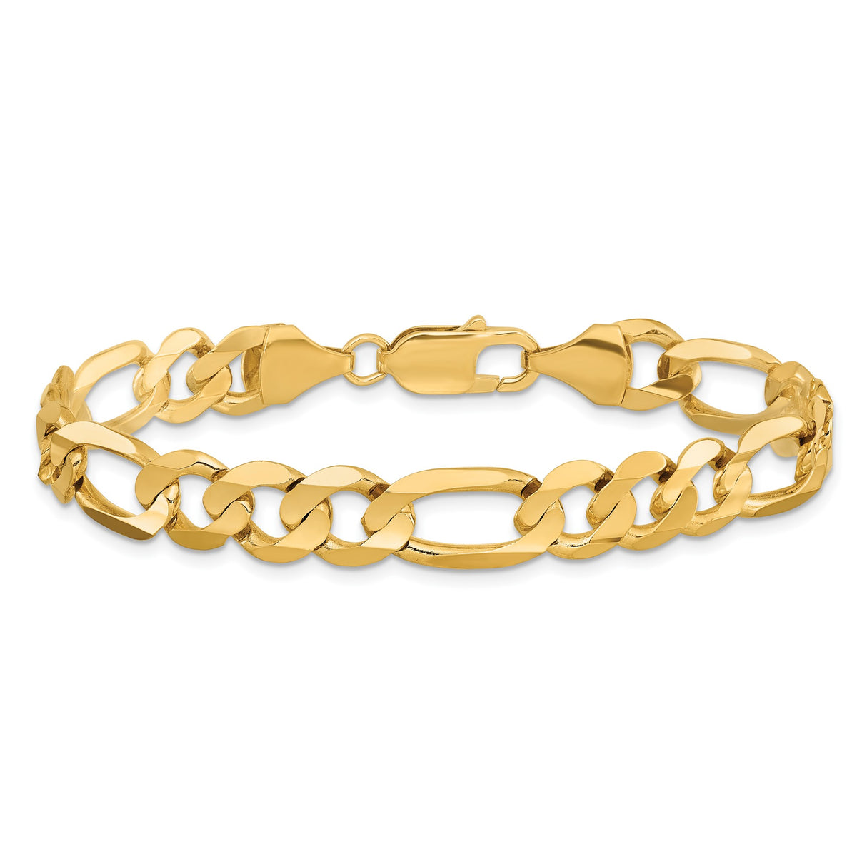14K Yellow Gold 8.75 mm Figaro Chain Bracelet, Polished alternate angle