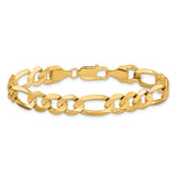 14K Yellow Gold 8.75 mm Figaro Chain Bracelet, Polished alternate angle