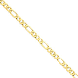 14K Yellow Gold 8.75 mm Figaro Chain Bracelet, Polished shown for scale
