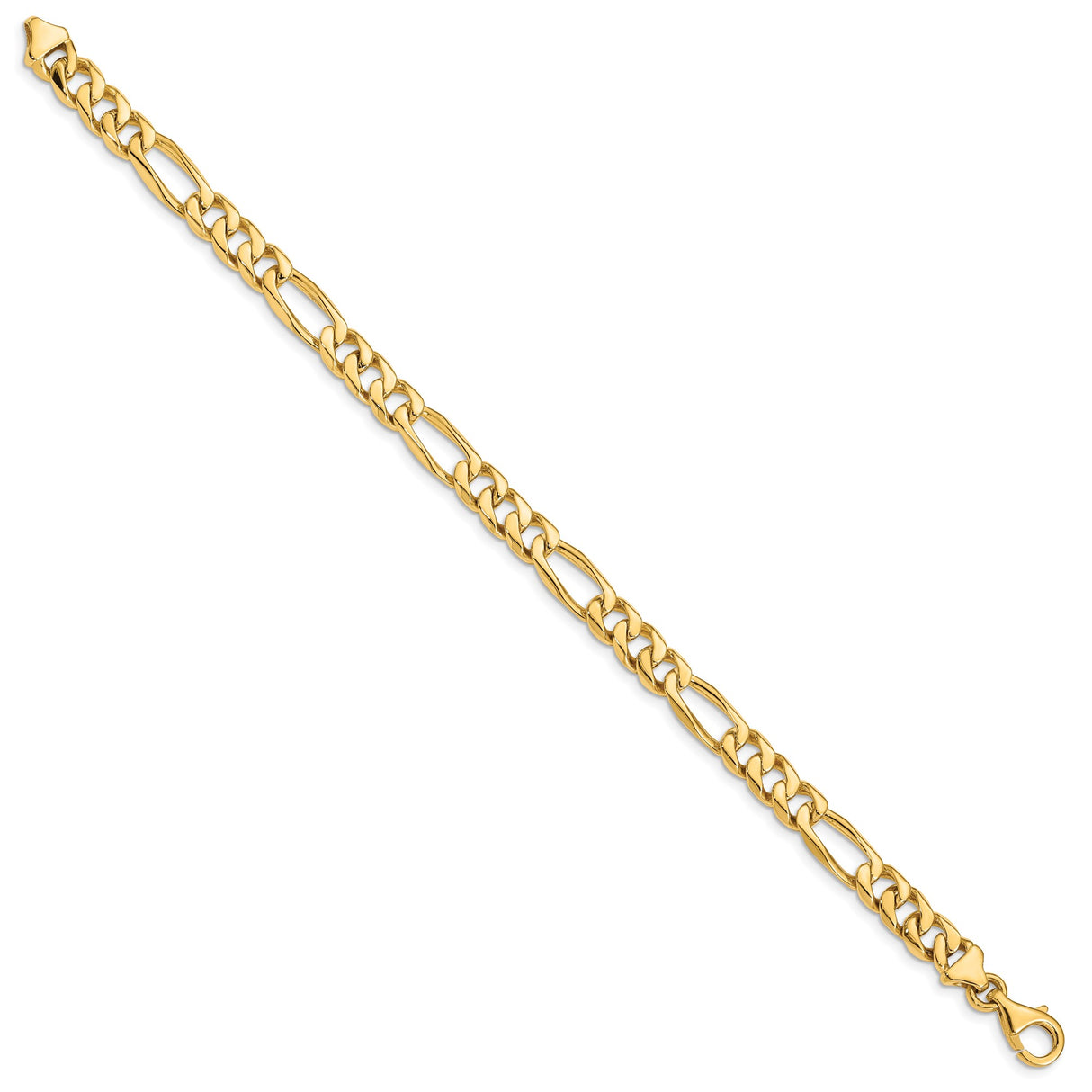 14K Yellow Gold 7 mm Figaro Chain Bracelet, Polished