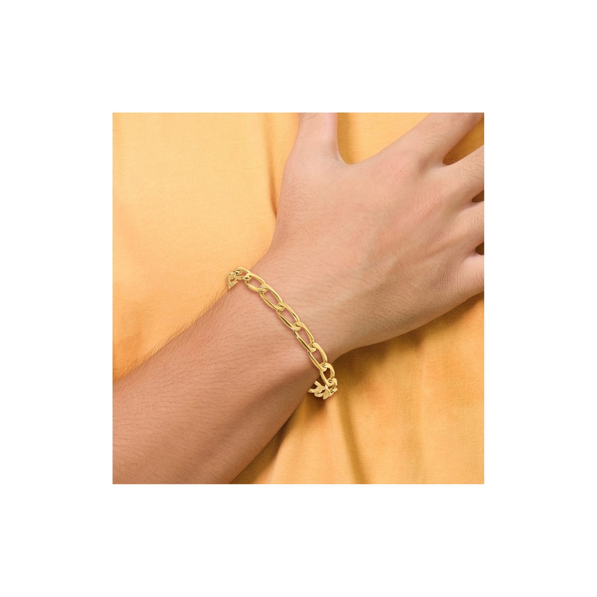 14K Yellow Gold 5.9 mm Polished Chain Bracelet, Solid detail view