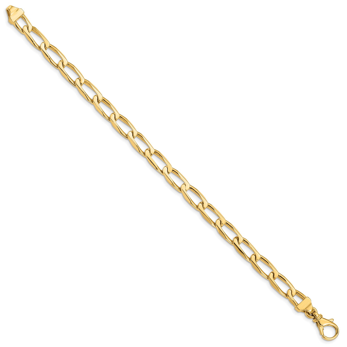 14K Yellow Gold 6.5 mm Polished Chain Bracelet, Solid detail view
