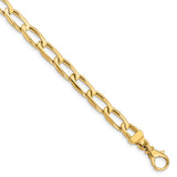 14K Yellow Gold 6.5 mm Polished Chain Bracelet, Solid shown for scale