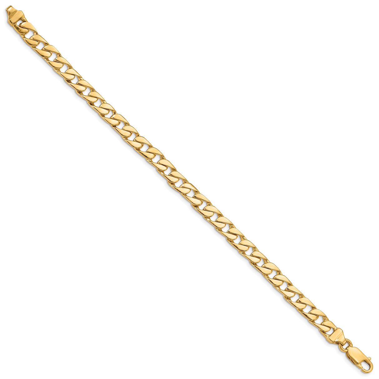 14K Yellow Gold 6.5 mm Polished Chain Bracelet, Solid