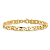 14K Yellow Gold 6.5 mm Polished Chain Bracelet, Solid alternate angle