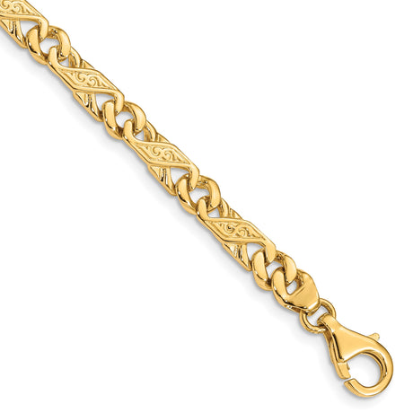 14K Yellow Gold 5.5 mm Polished Chain Bracelet, Solid alternate angle