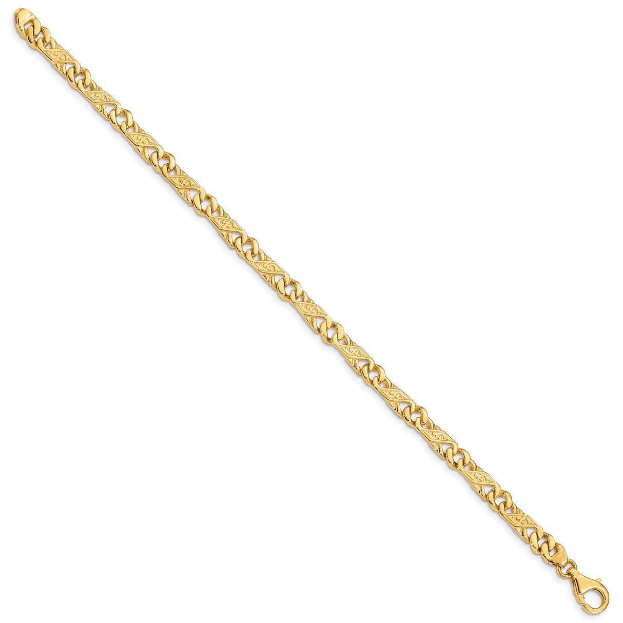 14K Yellow Gold 5.5 mm Polished Chain Anklet, Solid detail view