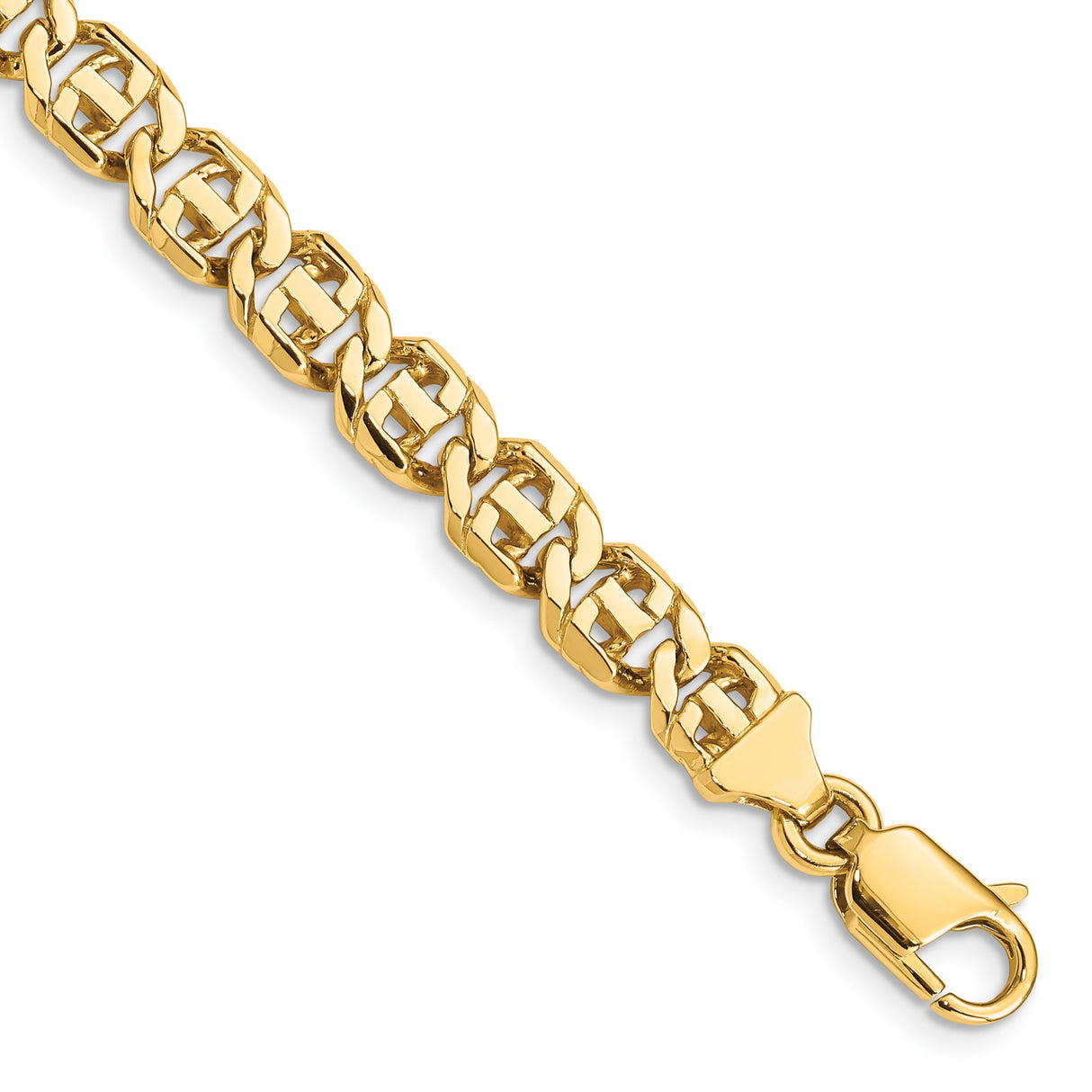 14K Yellow Gold 6.75 mm Polished Chain Bracelet, Solid alternate angle
