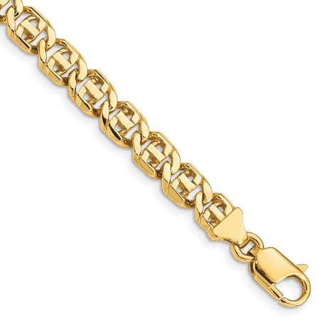 14K Yellow Gold 6.75 mm Polished Chain Bracelet, Solid alternate angle