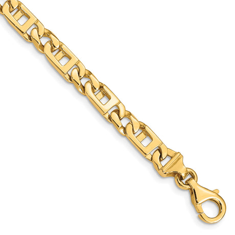 14K Yellow Gold 5.9 mm Polished Chain Bracelet, Solid alternate angle