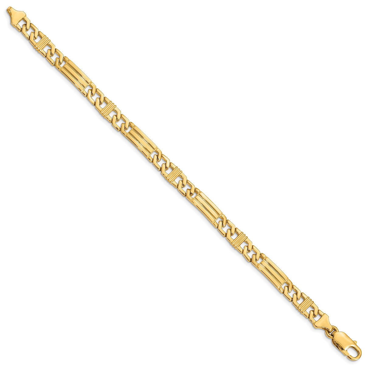 14K Yellow Gold 7 mm Polished Chain Anklet, Solid