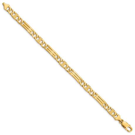 14K Yellow Gold 7 mm Polished Chain Anklet, Solid