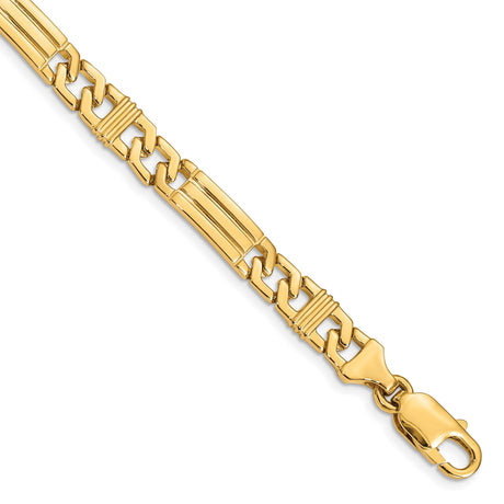 14K Yellow Gold 7 mm Polished Chain Anklet, Solid shown for scale