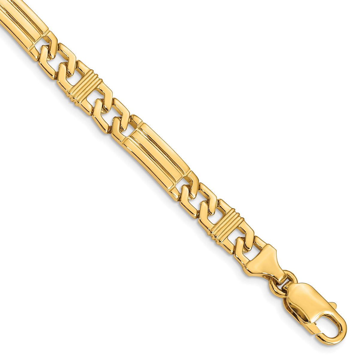 14K Yellow Gold 7 mm Polished Chain Bracelet, Solid shown for scale