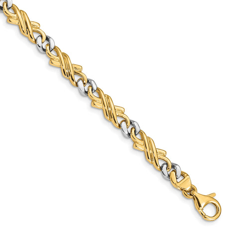 14K Two-tone Gold 6 mm Polished Chain Bracelet, Solid alternate angle